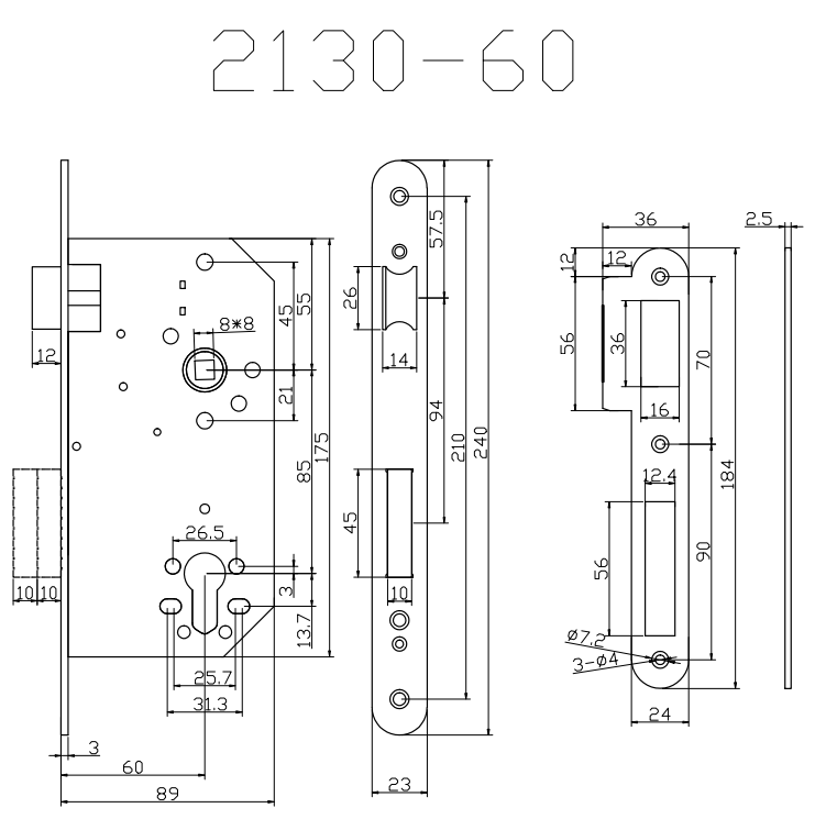 2130/2130-60 Insert Lock Body