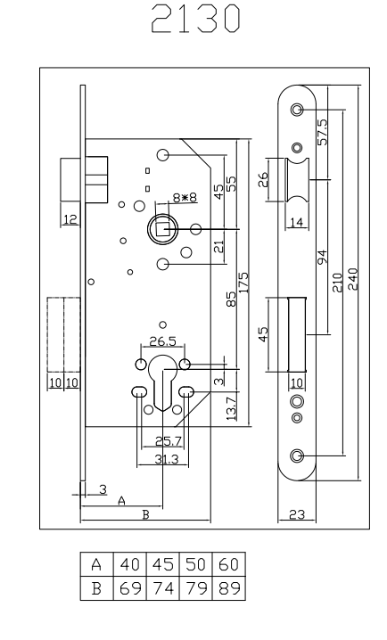 2130/2130-60 Insert Lock Body